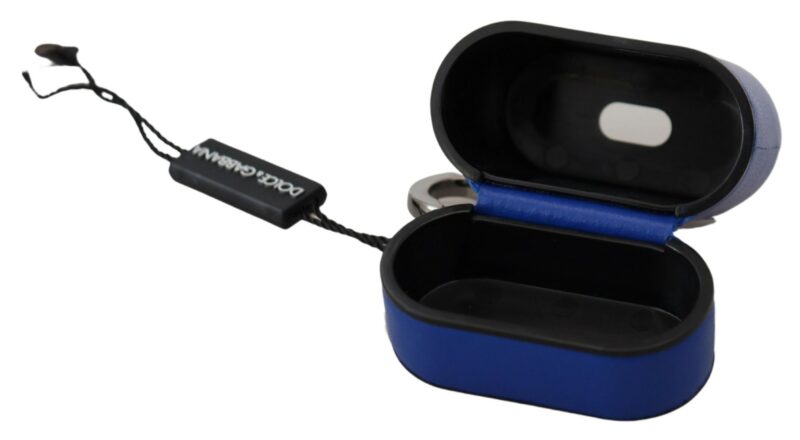 Dolce & Gabbana Elegant Blue Leather Airpods Case - Image 7