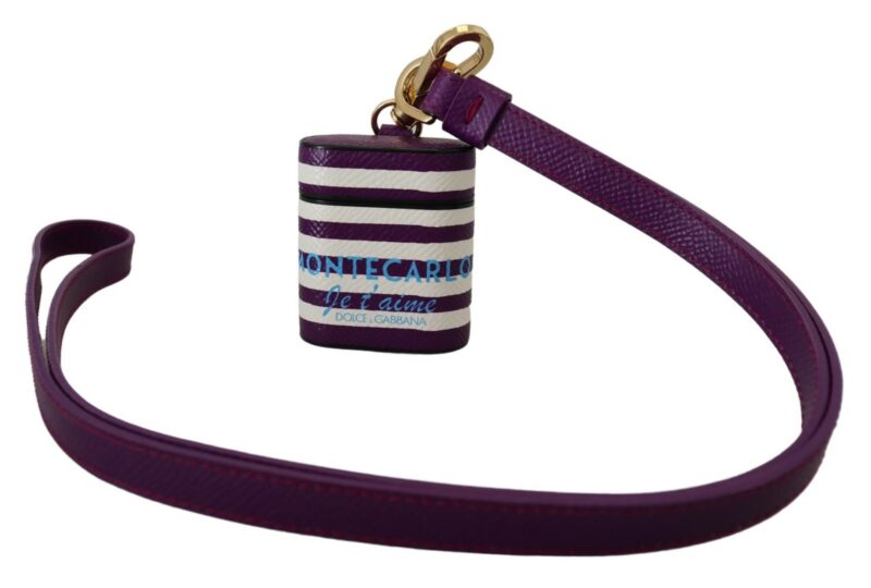 Dolce & Gabbana Chic Purple Leather Airpods Case - Image 2