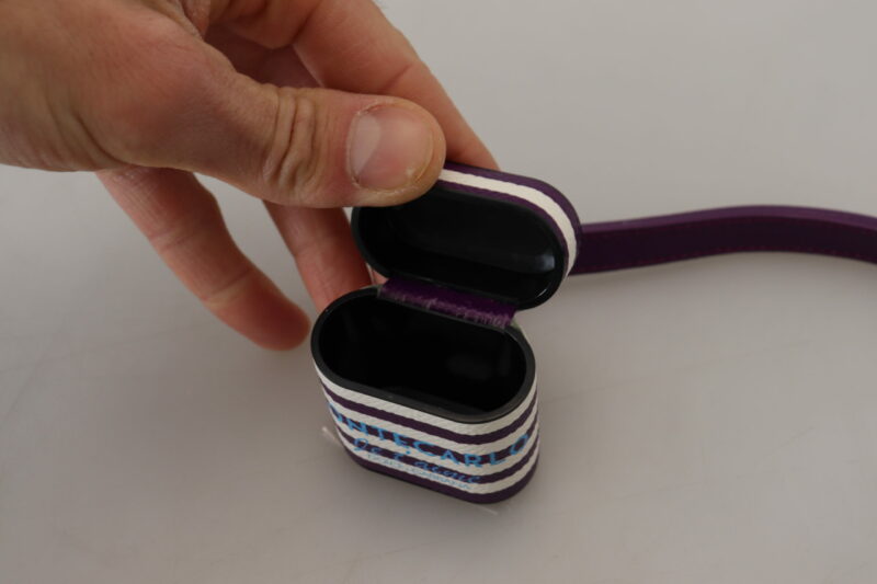 Dolce & Gabbana Chic Purple Leather Airpods Case - Image 5