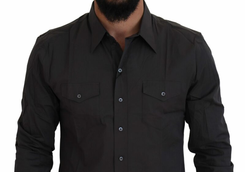 Dolce & Gabbana Elegant Gray Sicilia Slim Fit Dress Shirt - Image 4