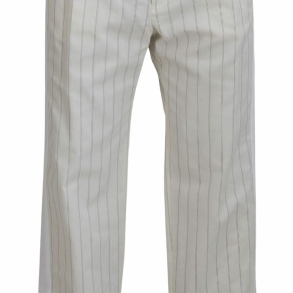 Dolce & Gabbana Elegant White Striped MainLine Trousers