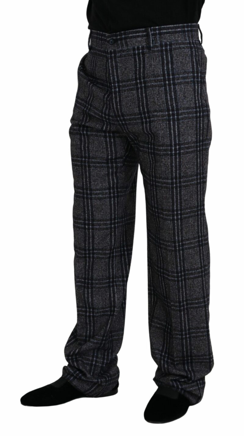 Dolce & Gabbana Elegant Gray Checkered Alpaca Blend Pants - Image 2