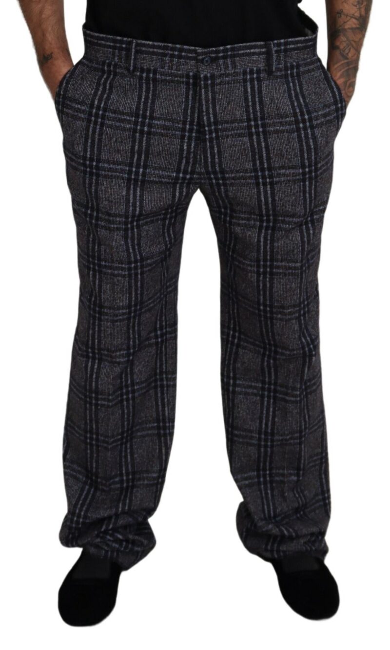 Dolce & Gabbana Elegant Gray Checkered Alpaca Blend Pants - Image 4