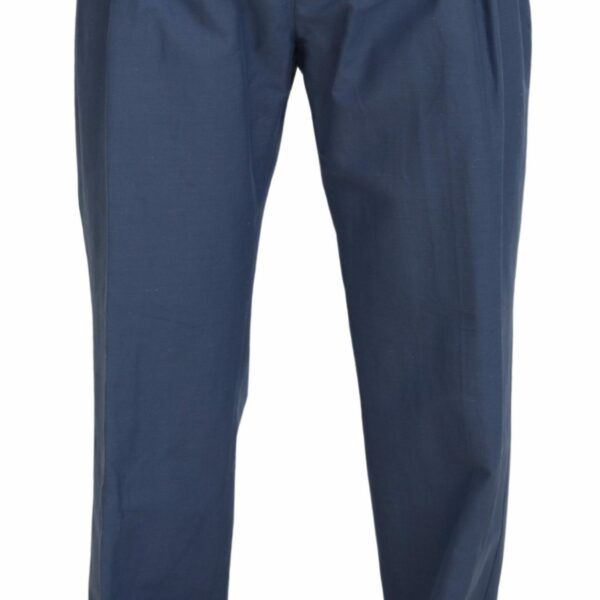 Dolce & Gabbana Elegant Blue Linen-Cotton Blend Trousers