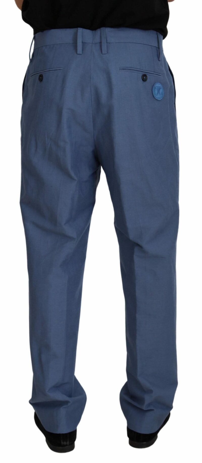 Dolce & Gabbana Elegant Blue Linen-Cotton Blend Trousers - Image 3