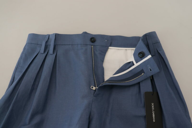Dolce & Gabbana Elegant Blue Linen-Cotton Blend Trousers - Image 5