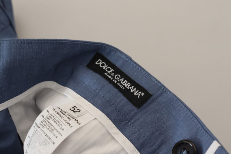 Dolce & Gabbana Elegant Blue Linen-Cotton Blend Trousers - Image 7