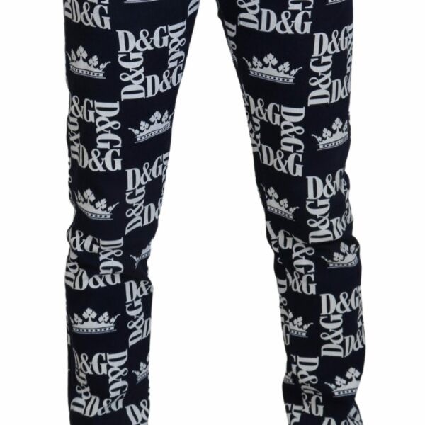 Dolce & Gabbana Elegant Crown Print Denim Pants