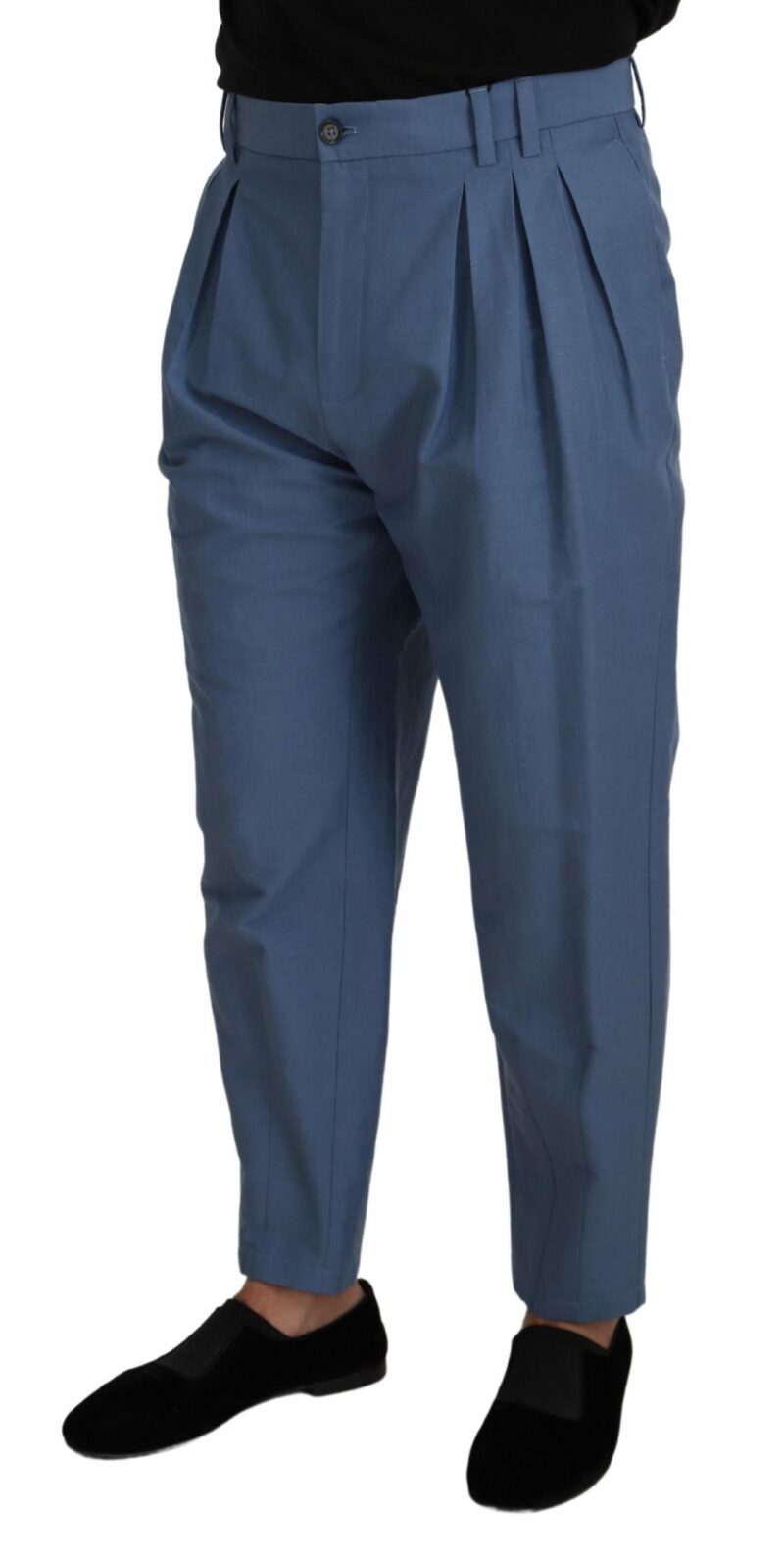 Dolce & Gabbana Elegant Blue Linen-Cotton Pants - Image 2