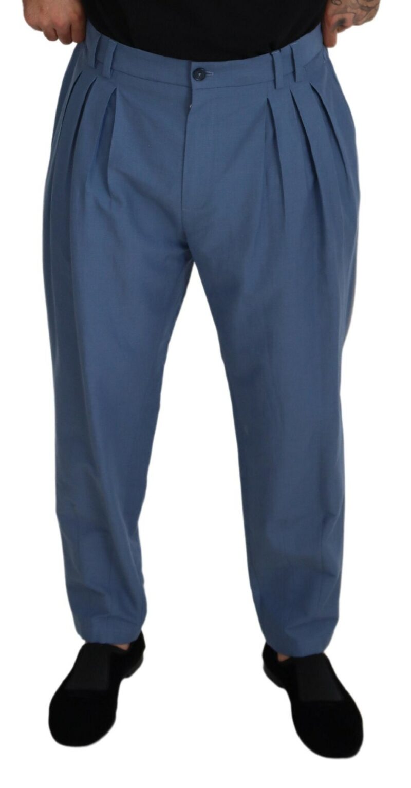 Dolce & Gabbana Elegant Blue Linen-Cotton Pants - Image 4