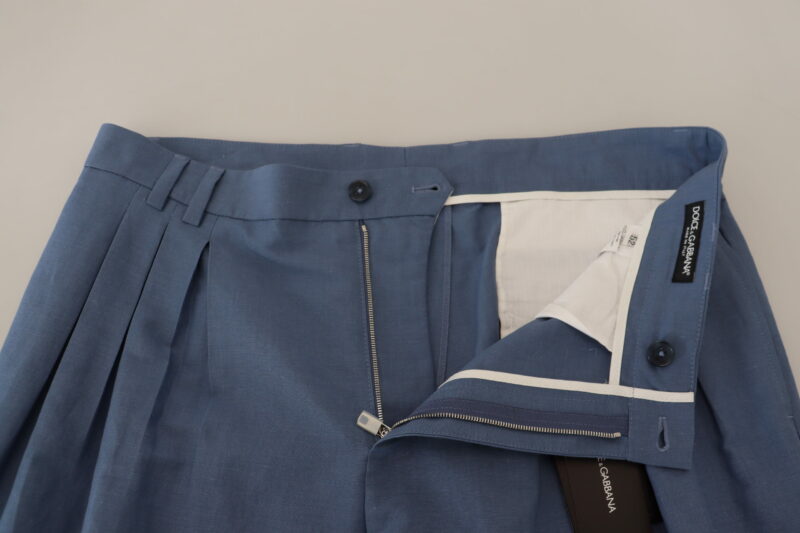 Dolce & Gabbana Elegant Blue Linen-Cotton Pants - Image 5
