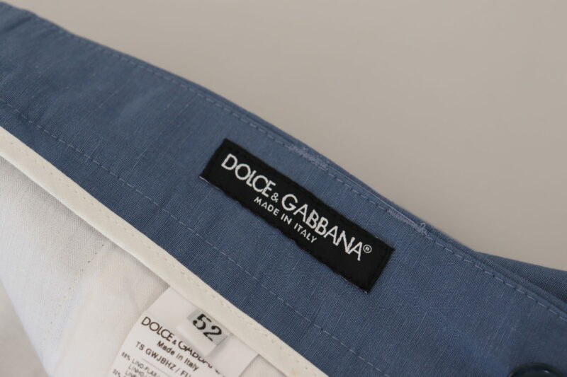 Dolce & Gabbana Elegant Blue Linen-Cotton Pants - Image 6