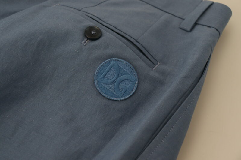 Dolce & Gabbana Elegant Blue Linen-Cotton Pants - Image 7