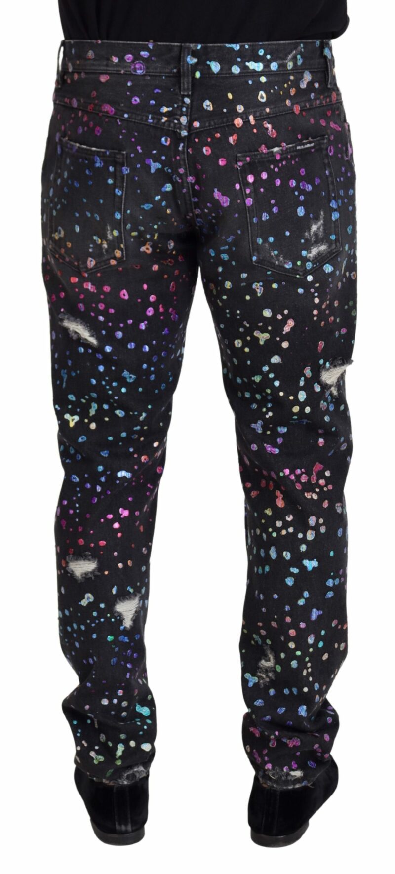 Dolce & Gabbana Elegant Multicolor Printed Denim Pants - Image 3