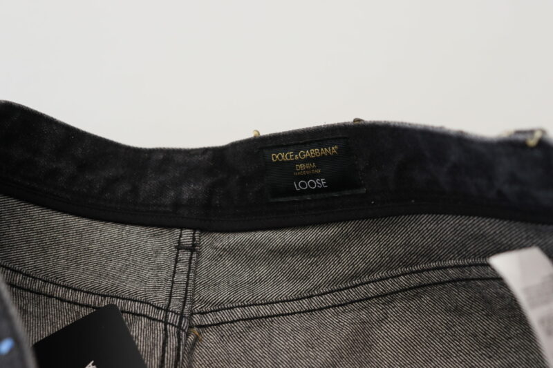Dolce & Gabbana Elegant Multicolor Printed Denim Pants - Image 6