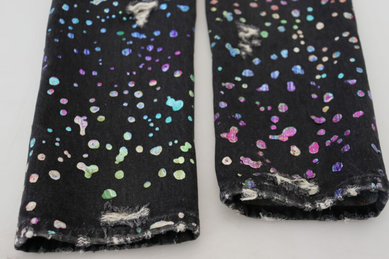 Dolce & Gabbana Elegant Multicolor Printed Denim Pants - Image 8