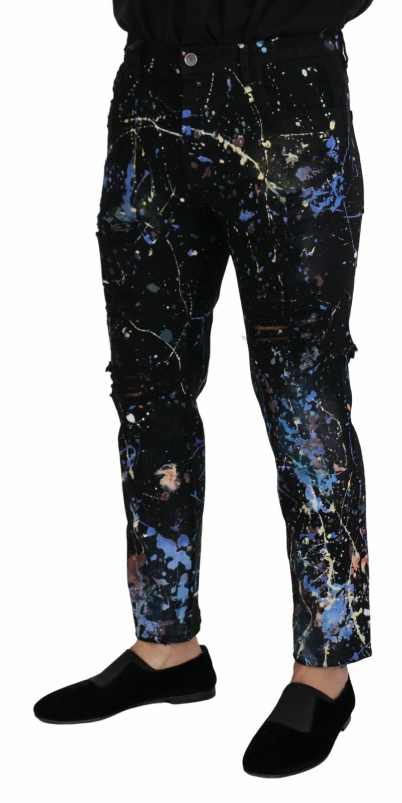 Dolce & Gabbana Exquisite Color Splash Print Denim Pants - Image 2