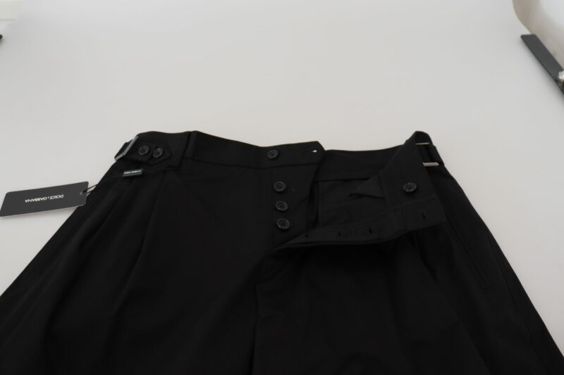 Dolce & Gabbana Sleek Black Italian Designer Pants with Side Buckle - Image 4
