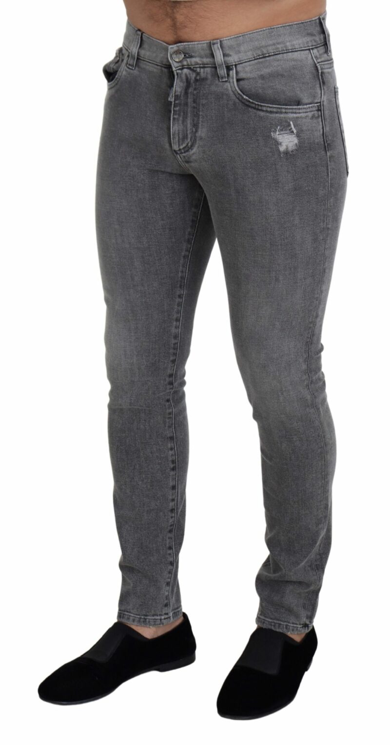 Dolce & Gabbana Chic Grey Washed Denim Pants - Image 2