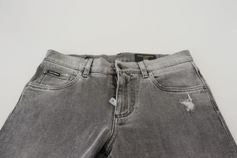 Dolce & Gabbana Chic Grey Washed Denim Pants - Image 4