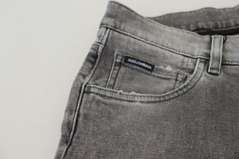 Dolce & Gabbana Chic Grey Washed Denim Pants - Image 5
