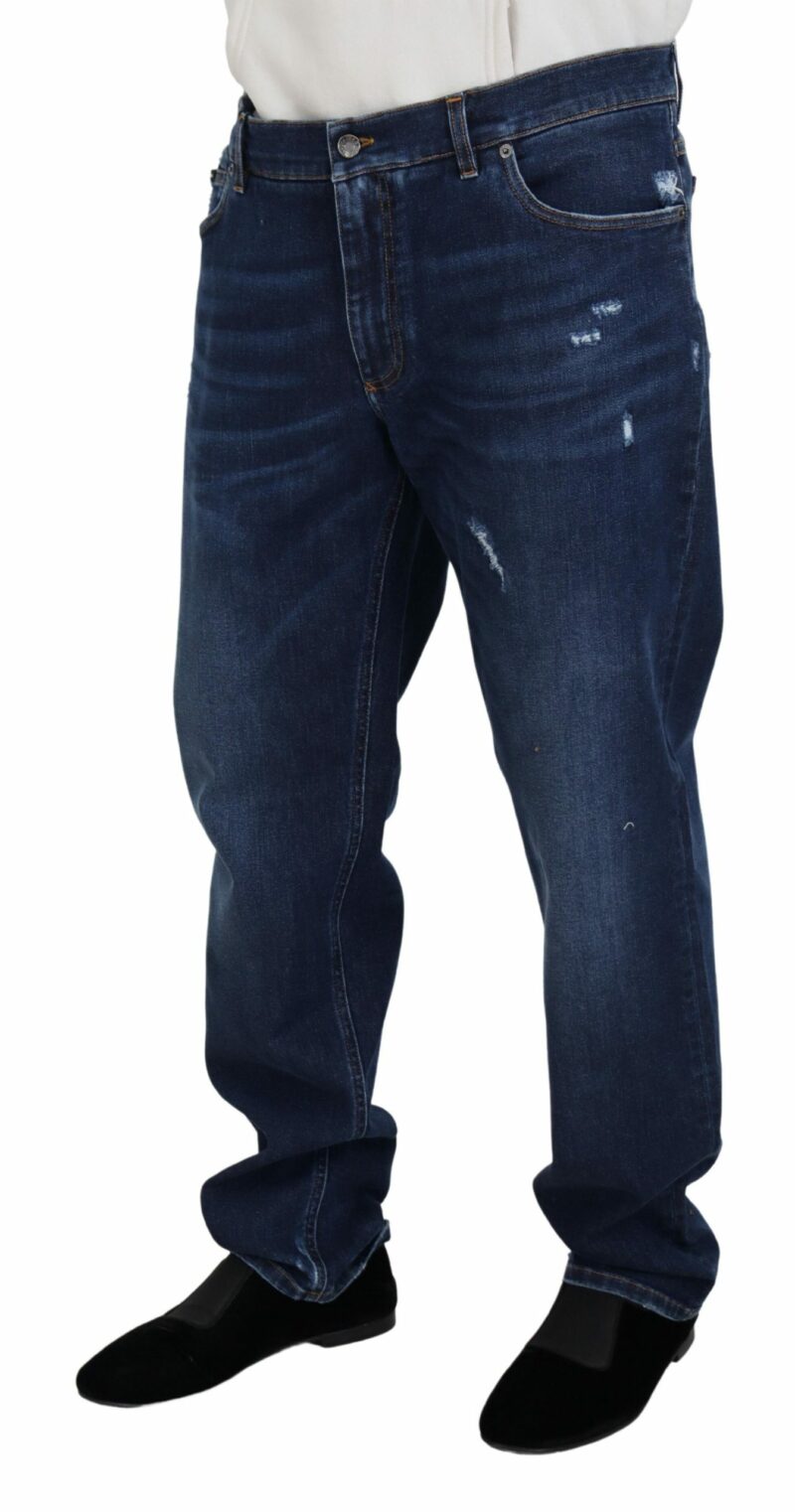 Dolce & Gabbana Elegant Blue Washed Denim Pants - Image 2