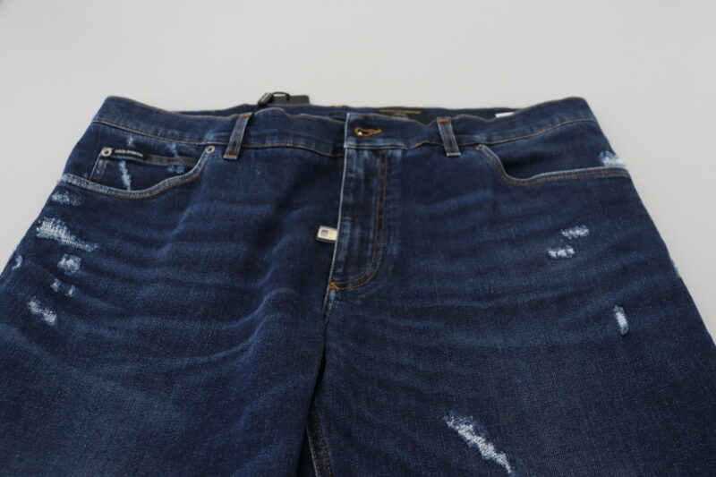 Dolce & Gabbana Elegant Blue Washed Denim Pants - Image 4