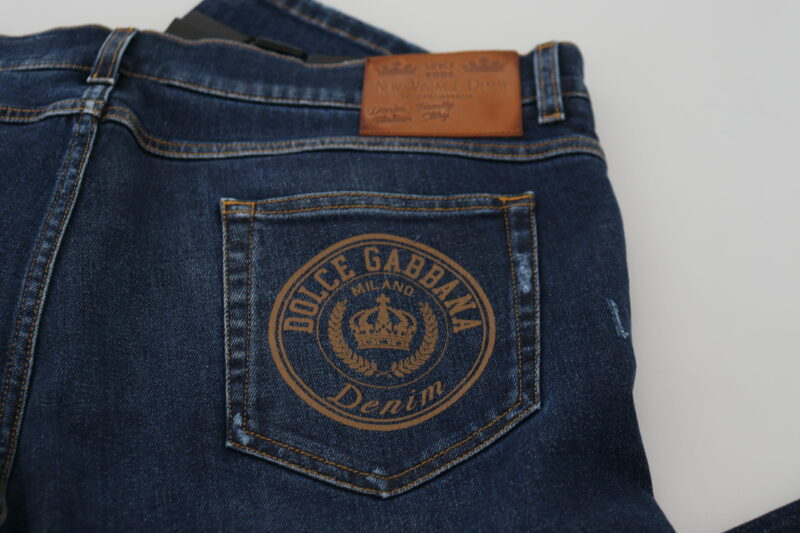 Dolce & Gabbana Elegant Blue Washed Denim Pants - Image 6