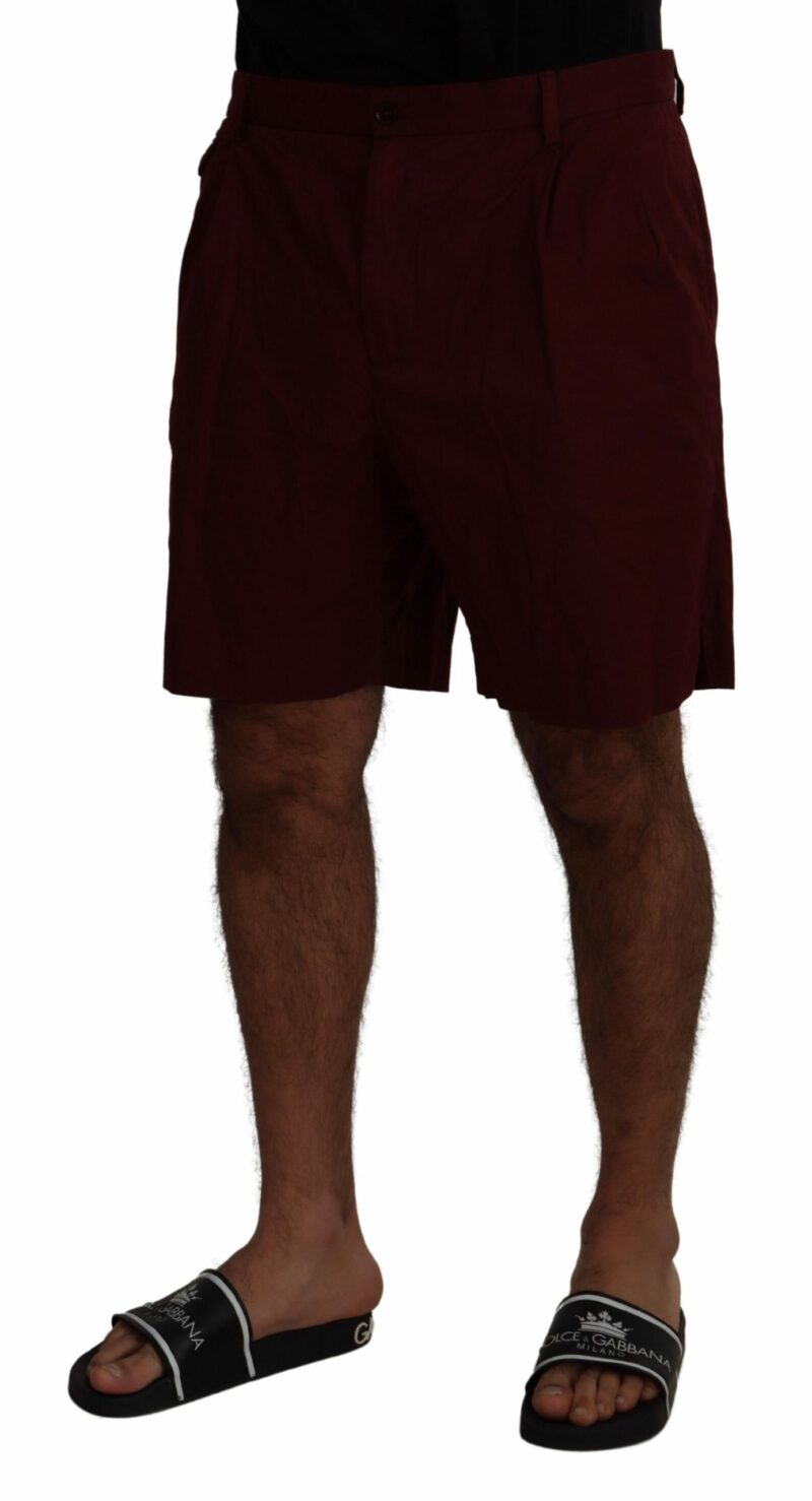 Dolce & Gabbana Elegant Maroon Cotton Blend Shorts - Image 2