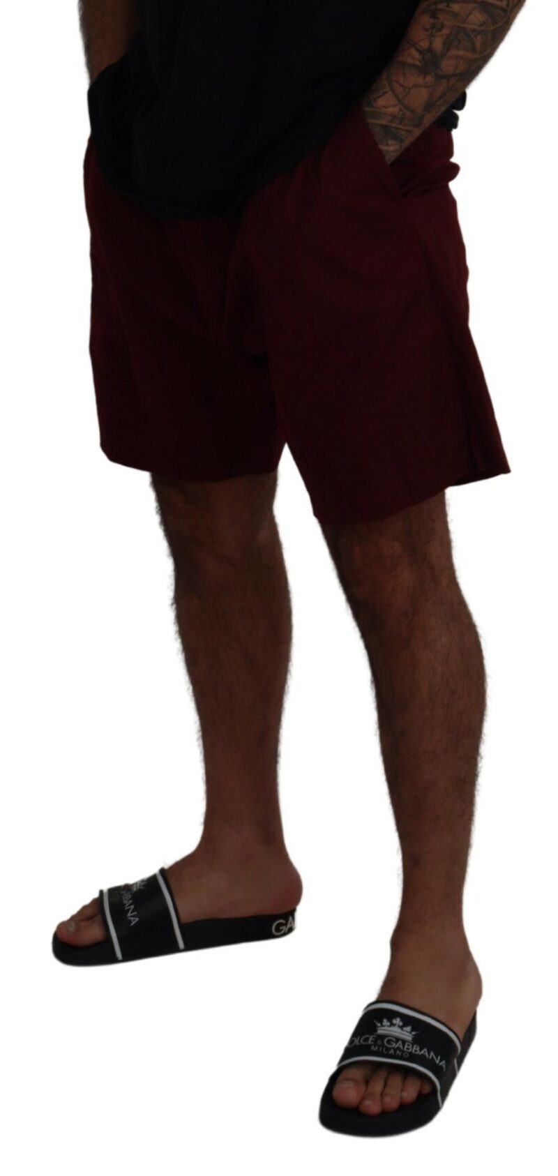 Dolce & Gabbana Elegant Maroon Cotton Blend Shorts - Image 4
