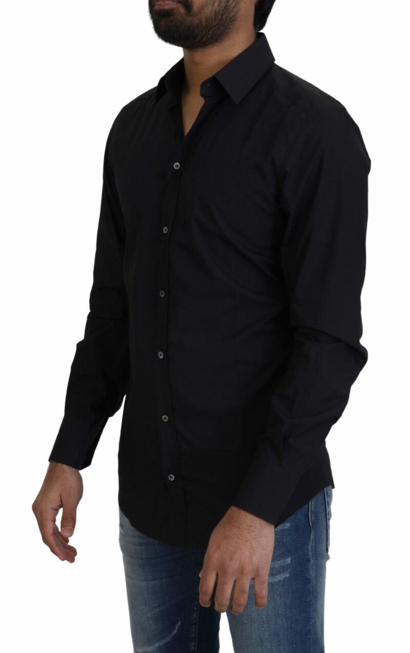 Dolce & Gabbana Elegant Slim Fit Black Cotton Dress Shirt - Image 2