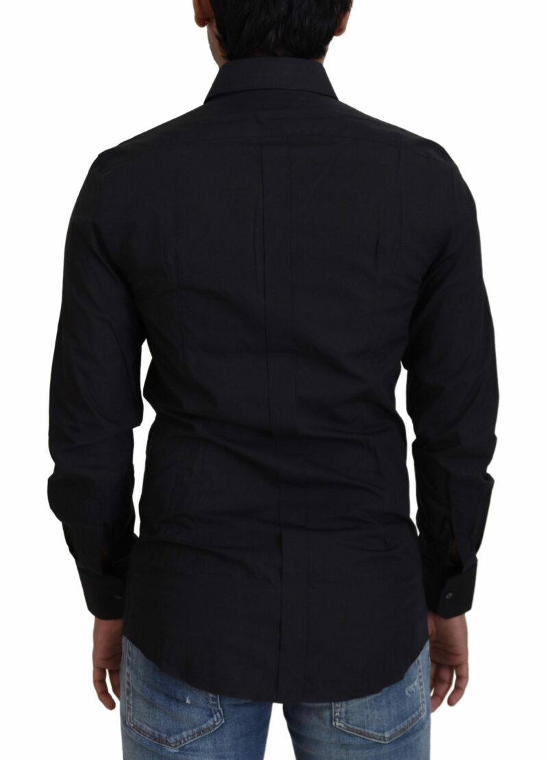 Dolce & Gabbana Elegant Slim Fit Black Cotton Dress Shirt - Image 3