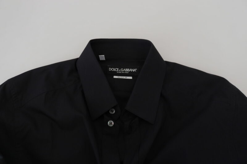 Dolce & Gabbana Elegant Slim Fit Black Cotton Dress Shirt - Image 5