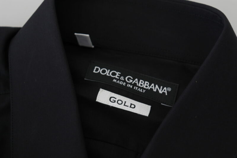 Dolce & Gabbana Elegant Slim Fit Black Cotton Dress Shirt - Image 6