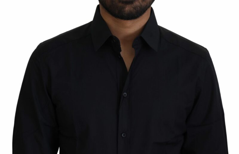 Dolce & Gabbana Chic Black Cotton Dress Shirt - Image 4