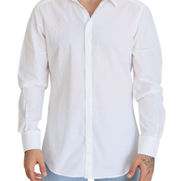 Dolce & Gabbana Elegance Reimagined White Cotton Dress Shirt