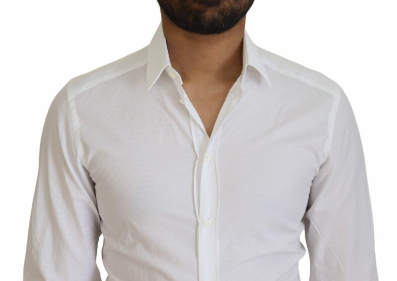 Dolce & Gabbana Elegant White Cotton Dress Shirt Slim Fit - Image 4
