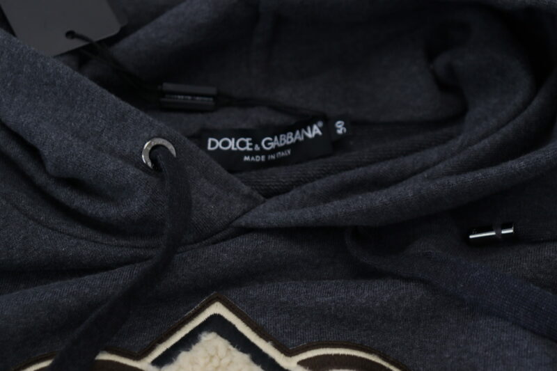Dolce & Gabbana Elegant Grey Cotton Hooded Sweatshirt - Image 7