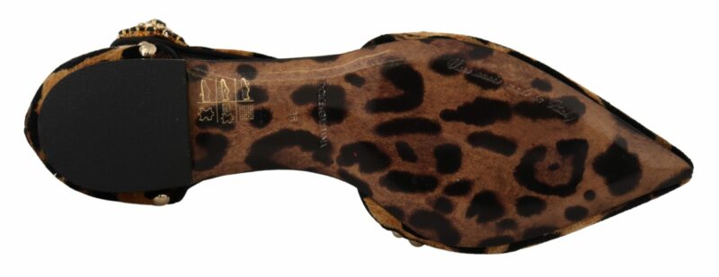 Dolce & Gabbana Floral Embellished Leopard T-Strap Sandals - Image 6