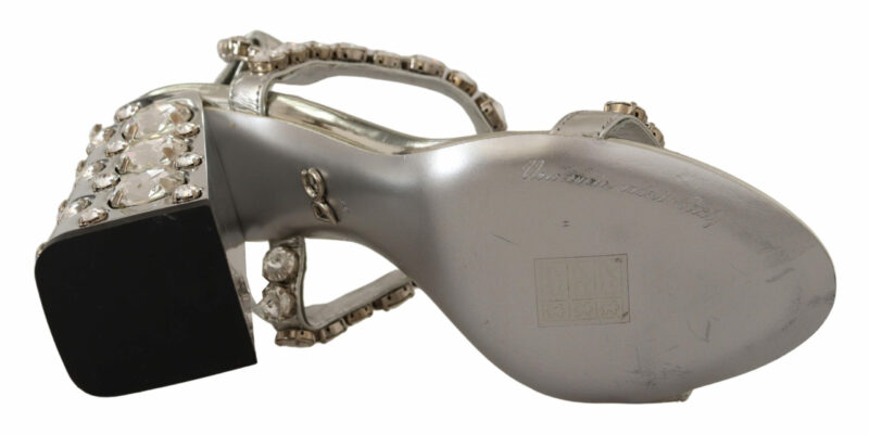 Dolce & Gabbana Crystal-Embellished Silver Leather Pumps - Image 5