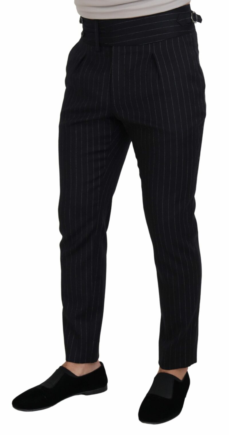 Dolce & Gabbana Elegant Black Striped Wool Blend Trousers - Image 2