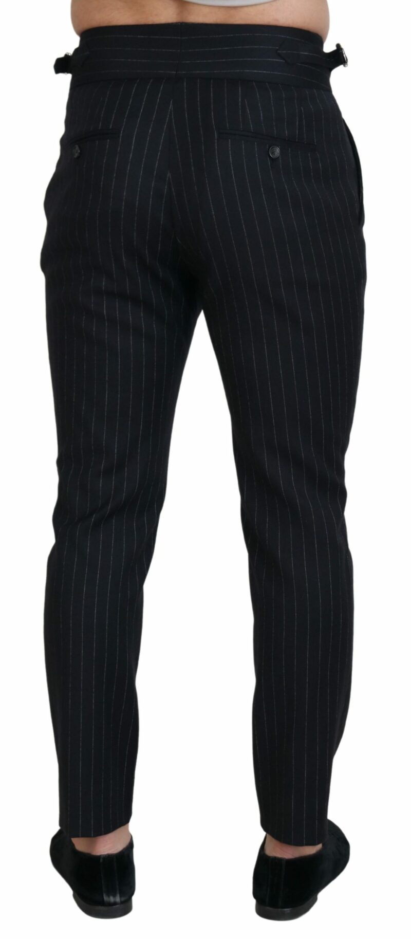 Dolce & Gabbana Elegant Black Striped Wool Blend Trousers - Image 3