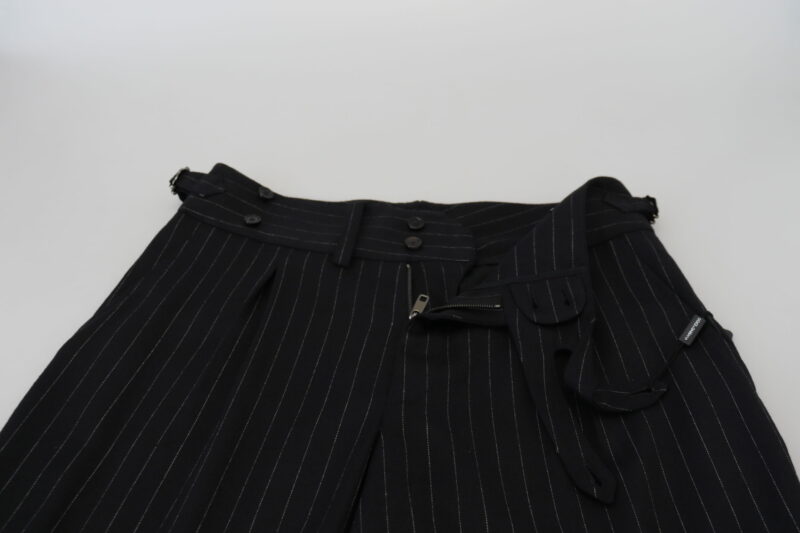 Dolce & Gabbana Elegant Black Striped Wool Blend Trousers - Image 5