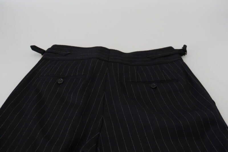 Dolce & Gabbana Elegant Black Striped Wool Blend Trousers - Image 6