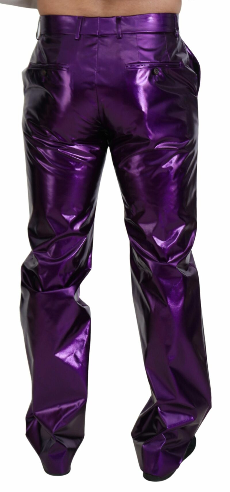Dolce & Gabbana Elegant Shining Purple Straight Fit Pants - Image 3