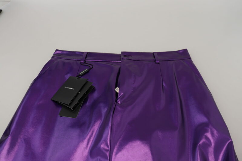 Dolce & Gabbana Elegant Shining Purple Straight Fit Pants - Image 5