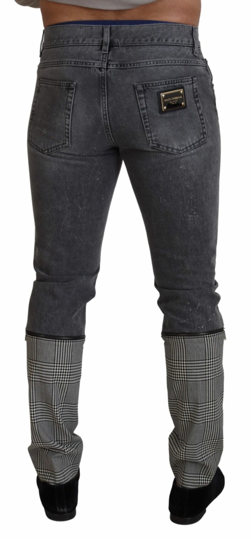 Dolce & Gabbana Elegant Grey Checkered Denim Treasure - Image 3