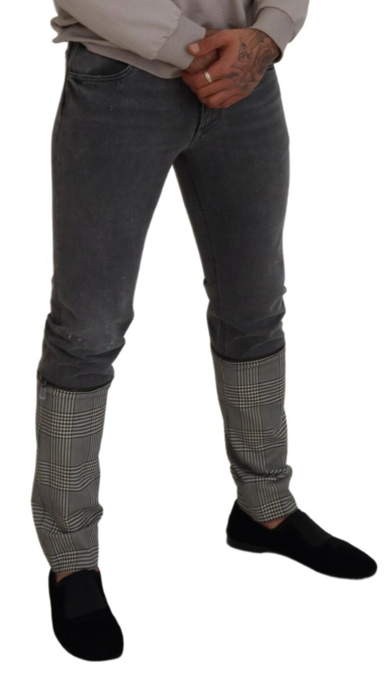 Dolce & Gabbana Elegant Grey Checkered Denim Treasure - Image 4