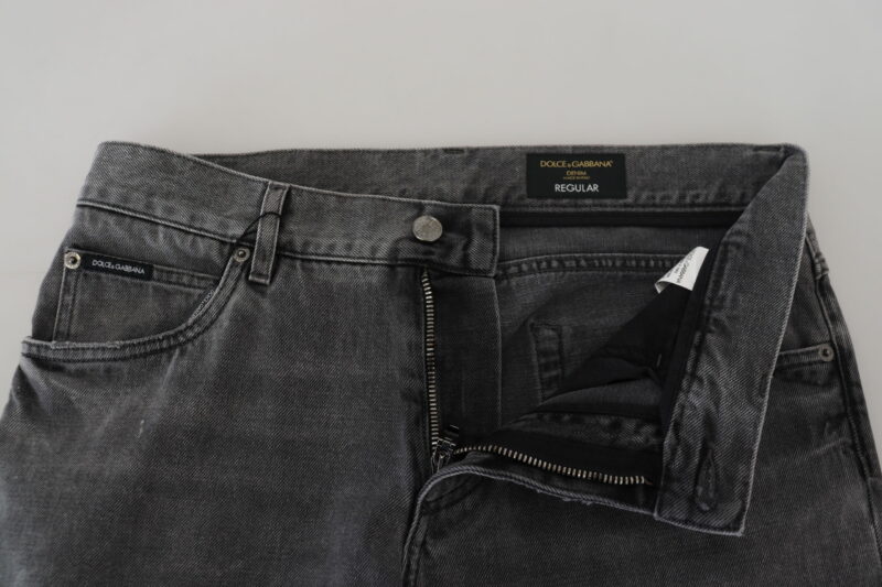 Dolce & Gabbana Elegant Grey Checkered Denim Treasure - Image 5