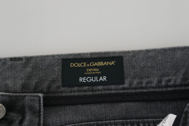 Dolce & Gabbana Elegant Grey Checkered Denim Treasure - Image 6